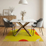 Vibrant Yellow Orange Overlapping Circles Area Rug
