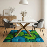 Vibrant Teal and Lime Lily Pad Area Rug