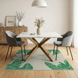 Green Monstera Leaves Corner Area Rug