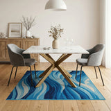 Serene Blue Ocean Waves Area Rug
