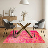 Pink Vivid Pink Abstract Area Rug