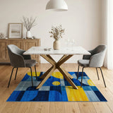 Blue and Teal Abstract Blue Geometric Area Rug