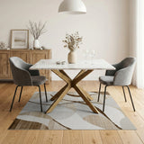 Beige Abstract Curve Modern Area Rug