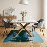 Serene Mountain Lake Reflection Area Rug