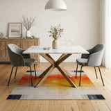 Modern Geometric Orange Circle Area Rug