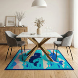 Playful Cartoon Whale Ocean Area Rug