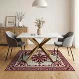 Ornate Red Floral Medallion Area Rug