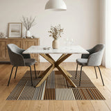 Brown and Tan Geometric Brown Tan Striped Area Rug