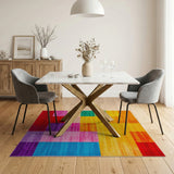 Multi-color and Patterns Block Vibrant Multi-Color Geometric Block Area Rug