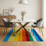 Geometric Modern Vibrant Rainbow Horizontal Stripe Area Rug