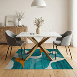 Abstract Area Teal Abstract Organic Shapes Area Rug
