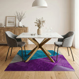 Plush Teal Purple Shag Area Rug