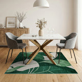 Green Emerald Green Abstract Leaf Area Rug