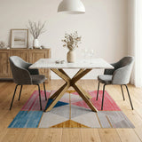 Vibrant Geometric Triangle Area Rug in Pink Blue