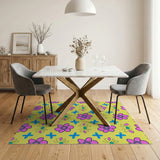 Sunny Yellow Pink Floral Cartoon Area Rug