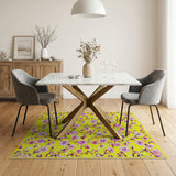 Vibrant Pink Cherry Blossom on Yellow Area Rug