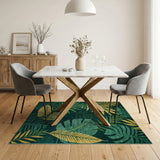 Multi-color and Patterns Lush Green Monstera Leaf Area Rug