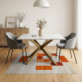 Modern Orange Geometric Block Area Rug