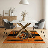Cyber Wolf Geometric Orange Area Rug