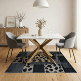Geometric Leopard Patchwork Area Rug