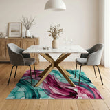 Teal Magenta Abstract Flow Area Rug