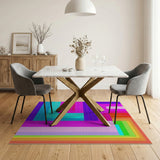 Vibrant Rainbow Nested Geometric Area Rug