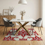 Red Snowflake Geometric Red Area Rug