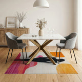 Abstract Black Silhouette Woman Multi-Color Area Rug