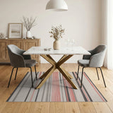 Modern Pink Gray Striped Area Rug