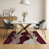 Abstract Wave Red Area Rug