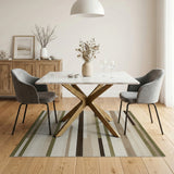 Modern Geometric Green Stripe Area Rug