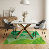 Coastal Beach Green Lush Monstera Leaf Green Area Rug