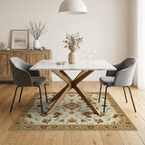 Ivory Persian Floral Medallion Traditional Persian Area Rug