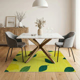 Zesty Lemon Slices Leaves Yellow Area Rug