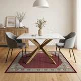 Red Traditional Persian Area Rug with Ornate Borders