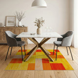 Vibrant Geometric Orange Yellow Area Rug