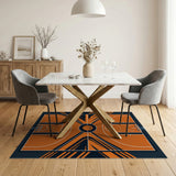 Basketball Court Area Rug - Vibrant Orange Geometric
