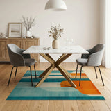 Geometric Modern Teal Orange Geometric Abstract Area Rug