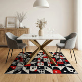 Multi-color and Patterns Bold Geometric Red Black White Area Rug