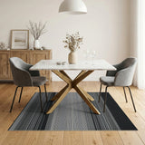 Gradient Black White Striped Area Rug