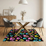 Vibrant Paw Print Washable Area Rug