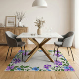 Purple Blue Floral Wreath Border Area Rug