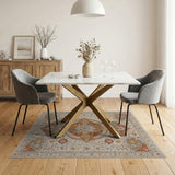 Ivory Rust Medallion Persian Area Rug