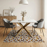 Golden Floral Vine Beige Area Rug
