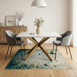Teal Butterfly Vine Floral Area Rug