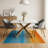 Orange to Blue Gradient Striped Area Rug