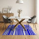 Bold Blue Cross Stripe Geometric Area Rug