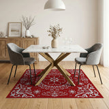 Festive Red Persian Snowflake Mandala Rug