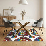 Rainbow Circus Frame Washable Area Rug