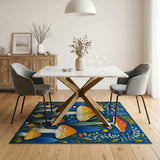 Kids Cartoon Multi-color and Patterns Whimsical Mushroom Forest Area Rug